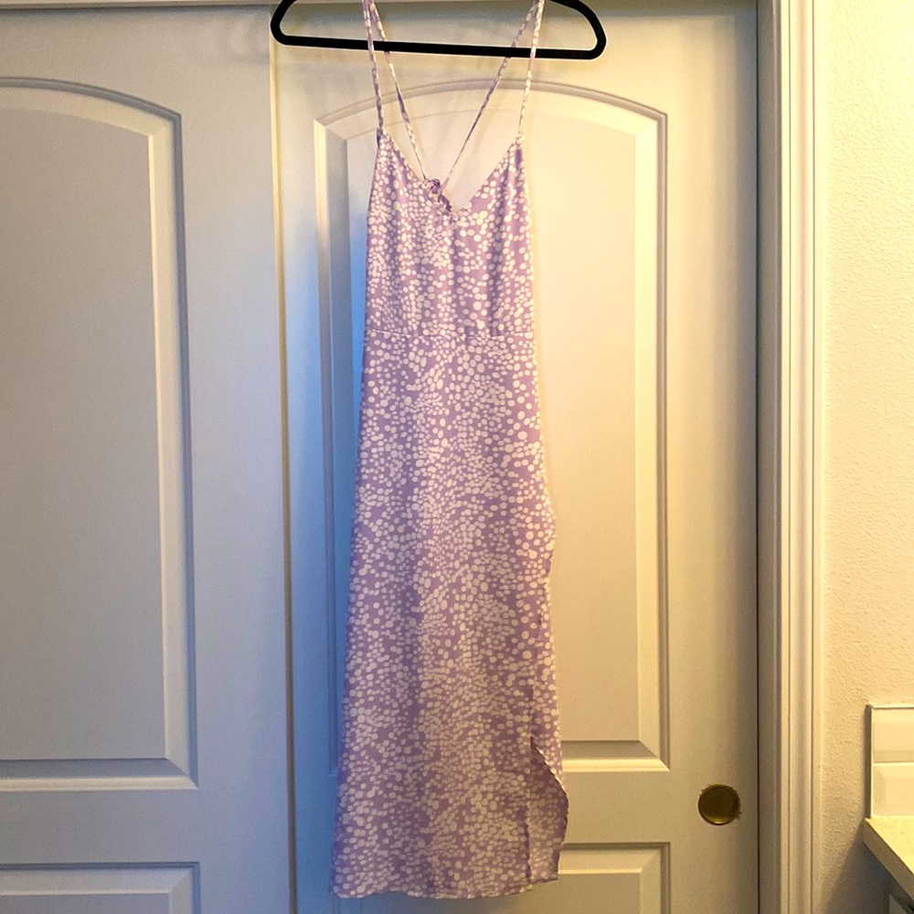 Light purple pokadot dress